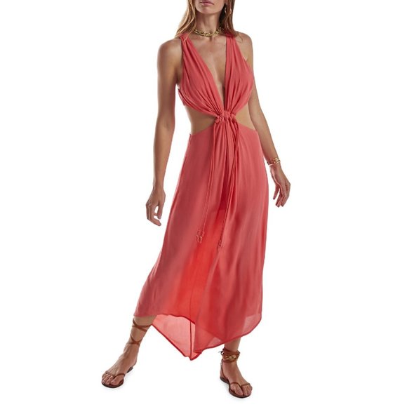 Vix Dresses & Skirts - ViX Nayara Asymmetric Cut Out Maxi Dress in Red